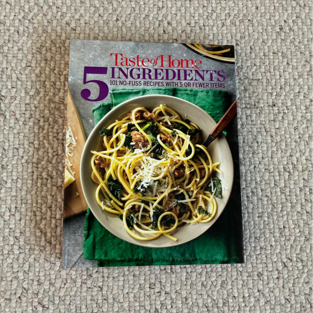 Taste of Home 5 Ingredients Cookbook with Vibrant Green Accents